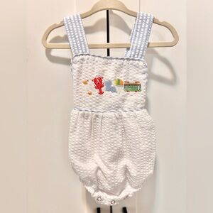 Boys romper Louisana themed White and Blue Kids Bottoms